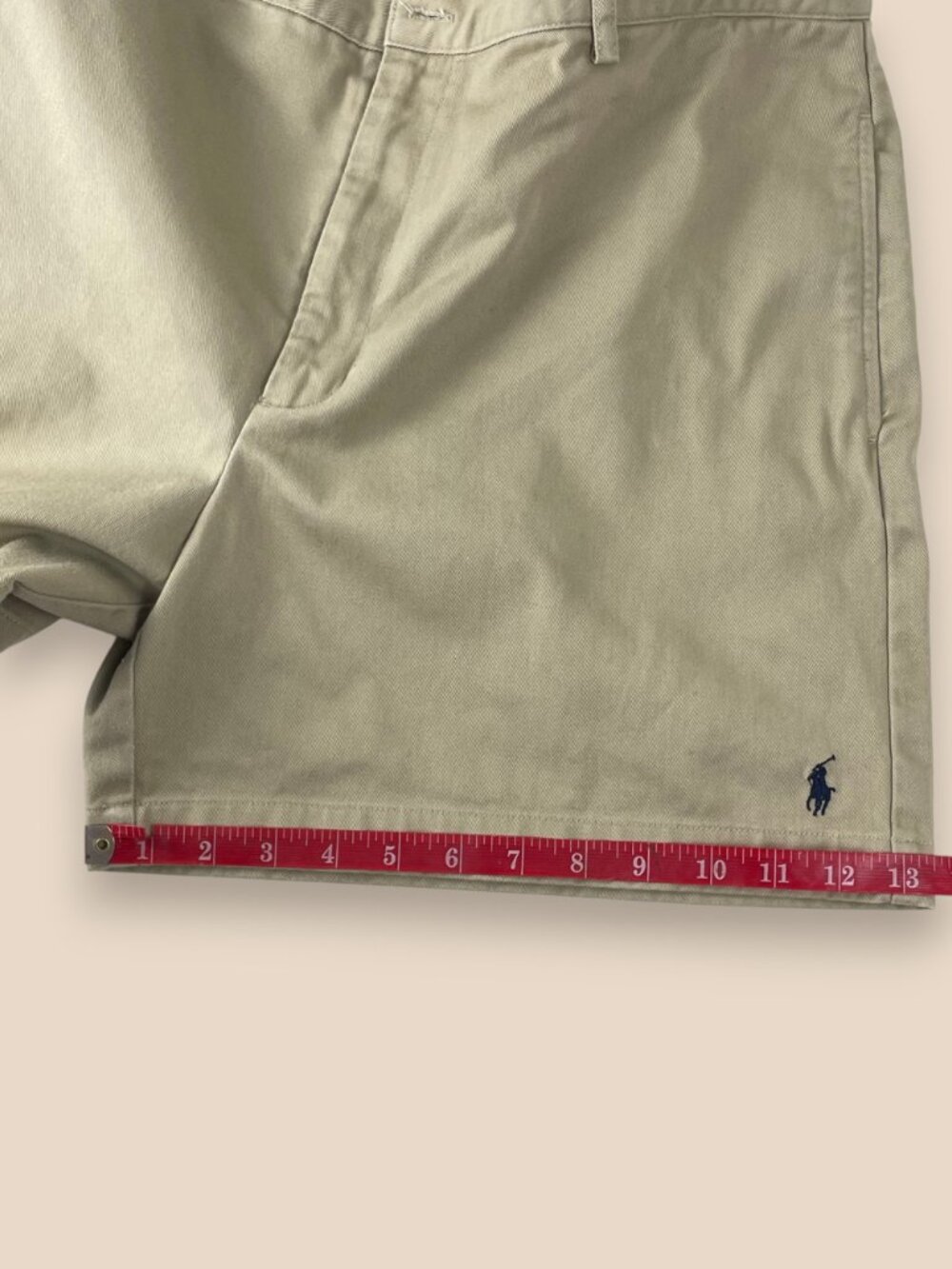 Ralph Lauren Sport Khaki Chino Shorts Cotton Navy Pony Embroidered Logo Women 12 - Picture 8 of 9